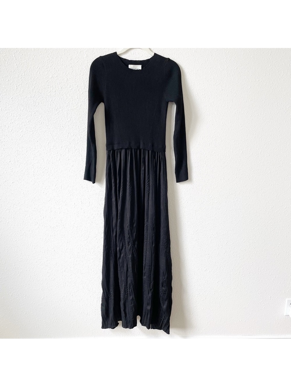 Mima Rosso New York Knit Top Contrast Fabric Maxi Dress Black Size Medium Goth
